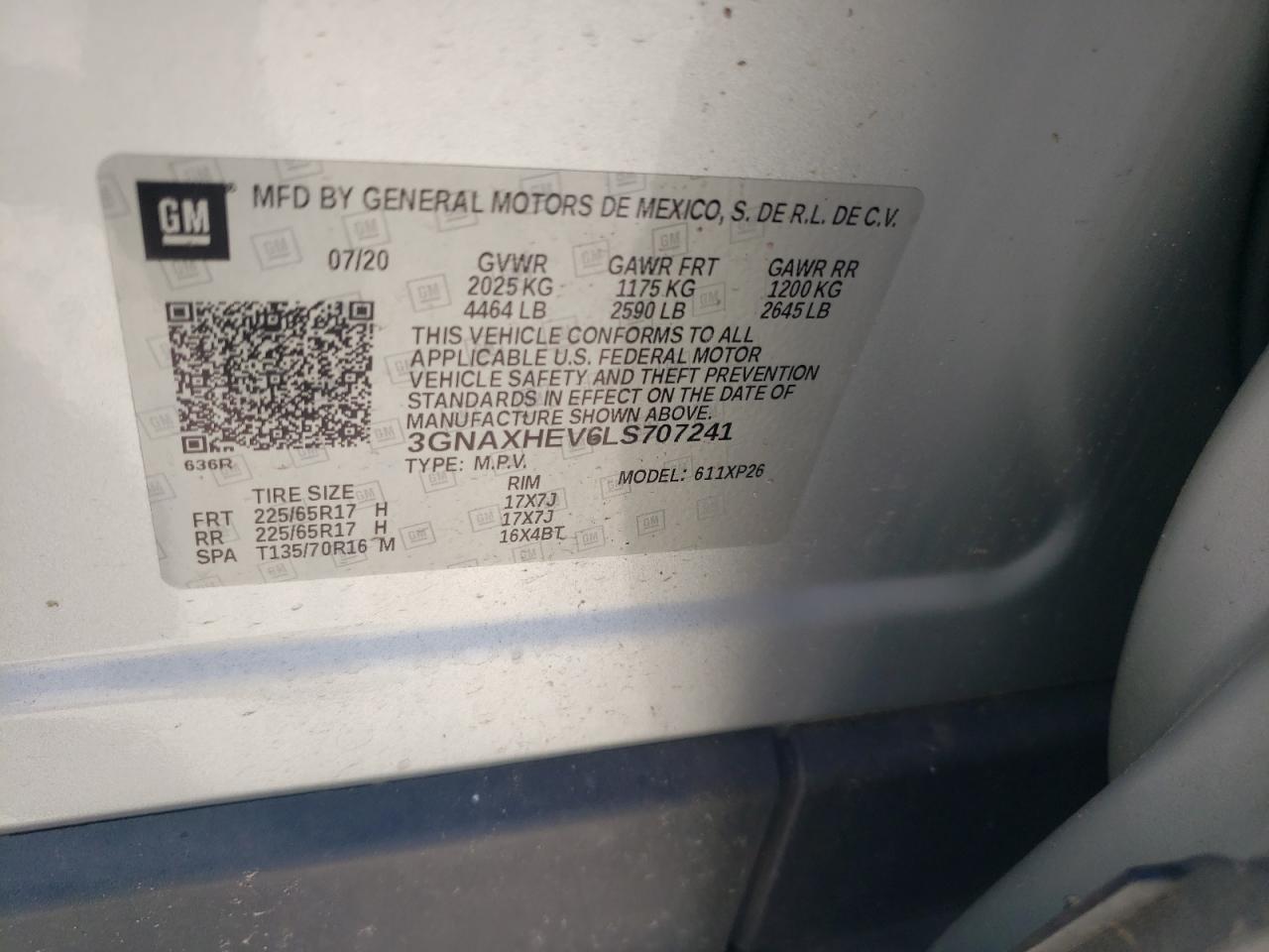 3GNAXHEV6LS707241 CHEVROLET EQUINOX 2020