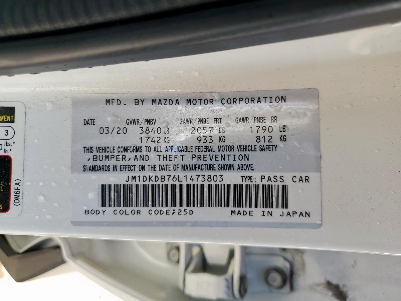 2020 Mazda Cx-3 Sport VIN: JM1DKDB76L1473803 Lot: 55516285