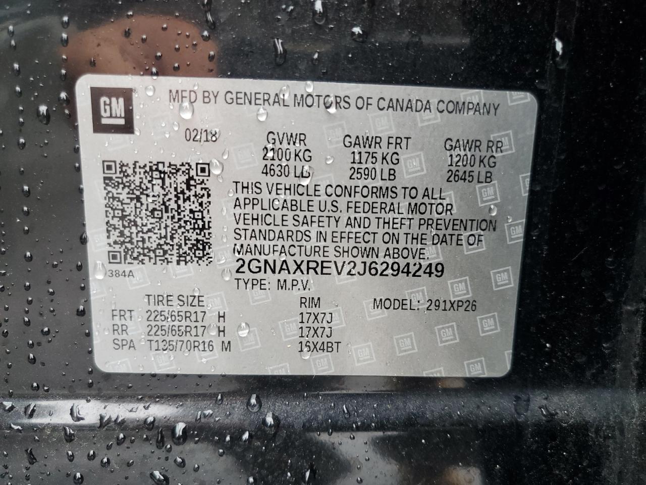 2018 Chevrolet Equinox Ls VIN: 2GNAXREV2J6294249 Lot: 55879735