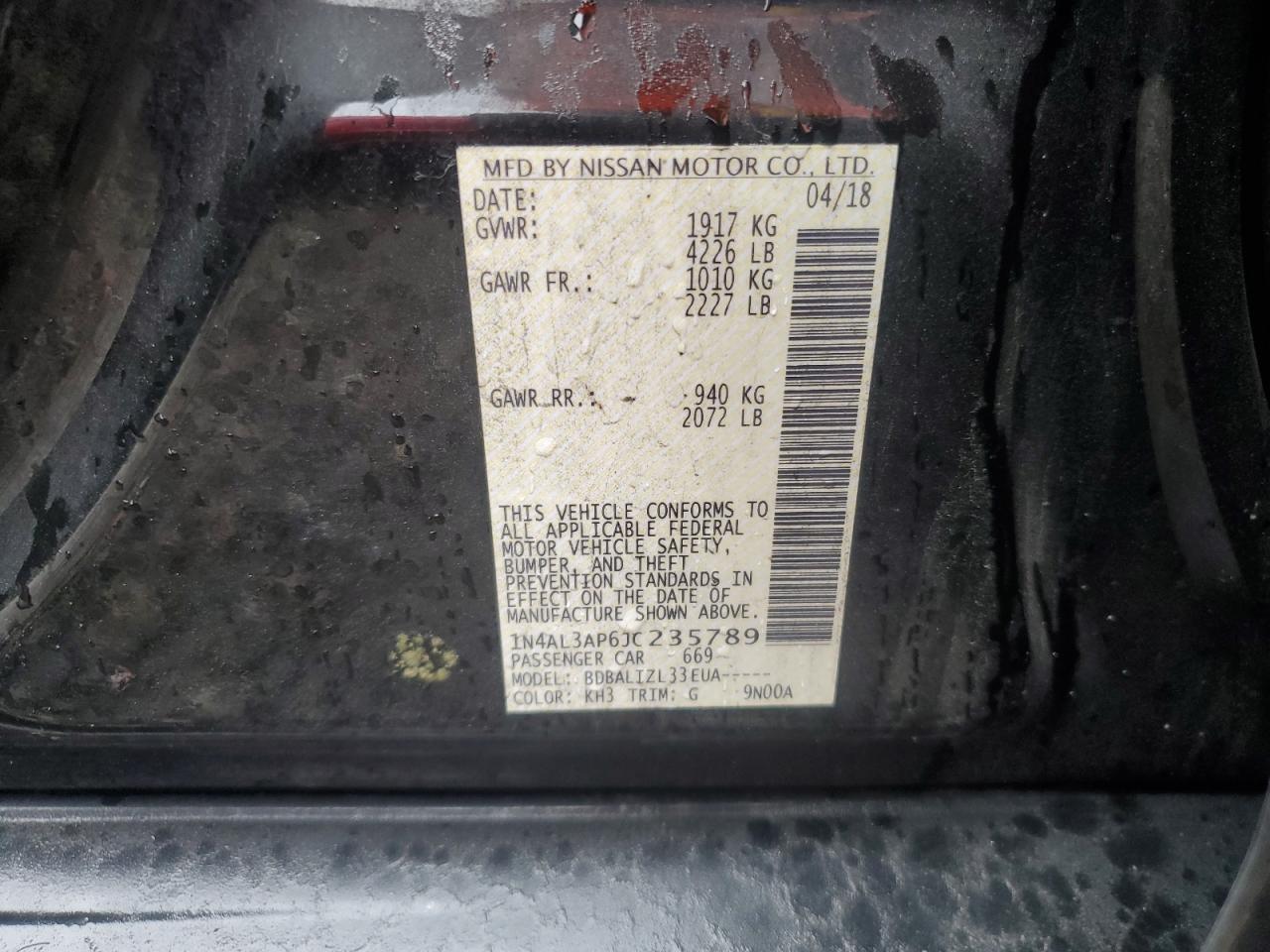 1N4AL3AP6JC235789 NISSAN ALTIMA 2018