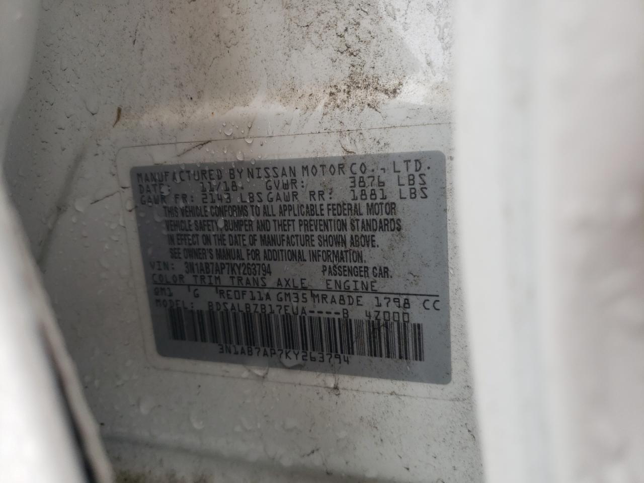 3N1AB7AP7KY263794 NISSAN SENTRA 2019