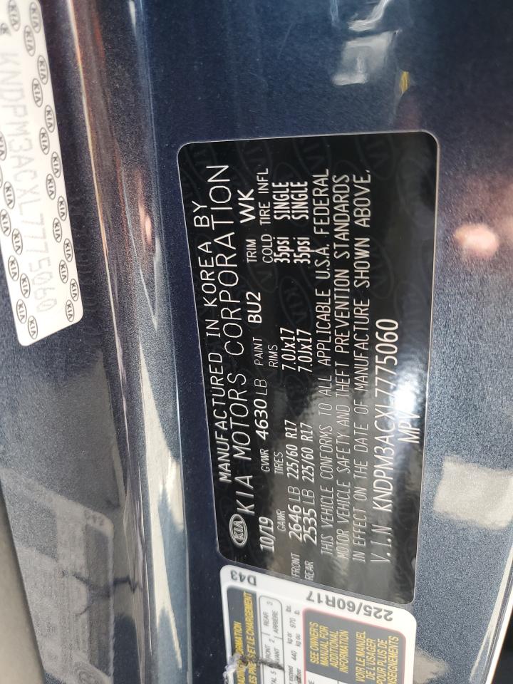 2020 Kia Sportage Lx VIN: KNDPM3ACXL7775060 Lot: 57421485
