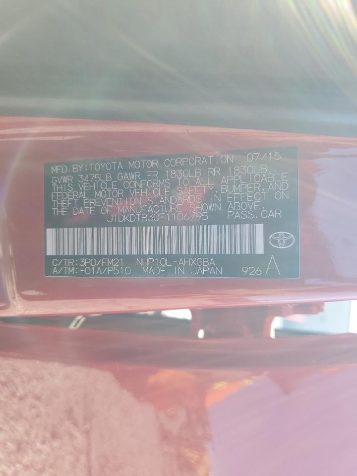 2015 Toyota Prius C VIN: JTDKDTB30F1106795 Lot: 56148145