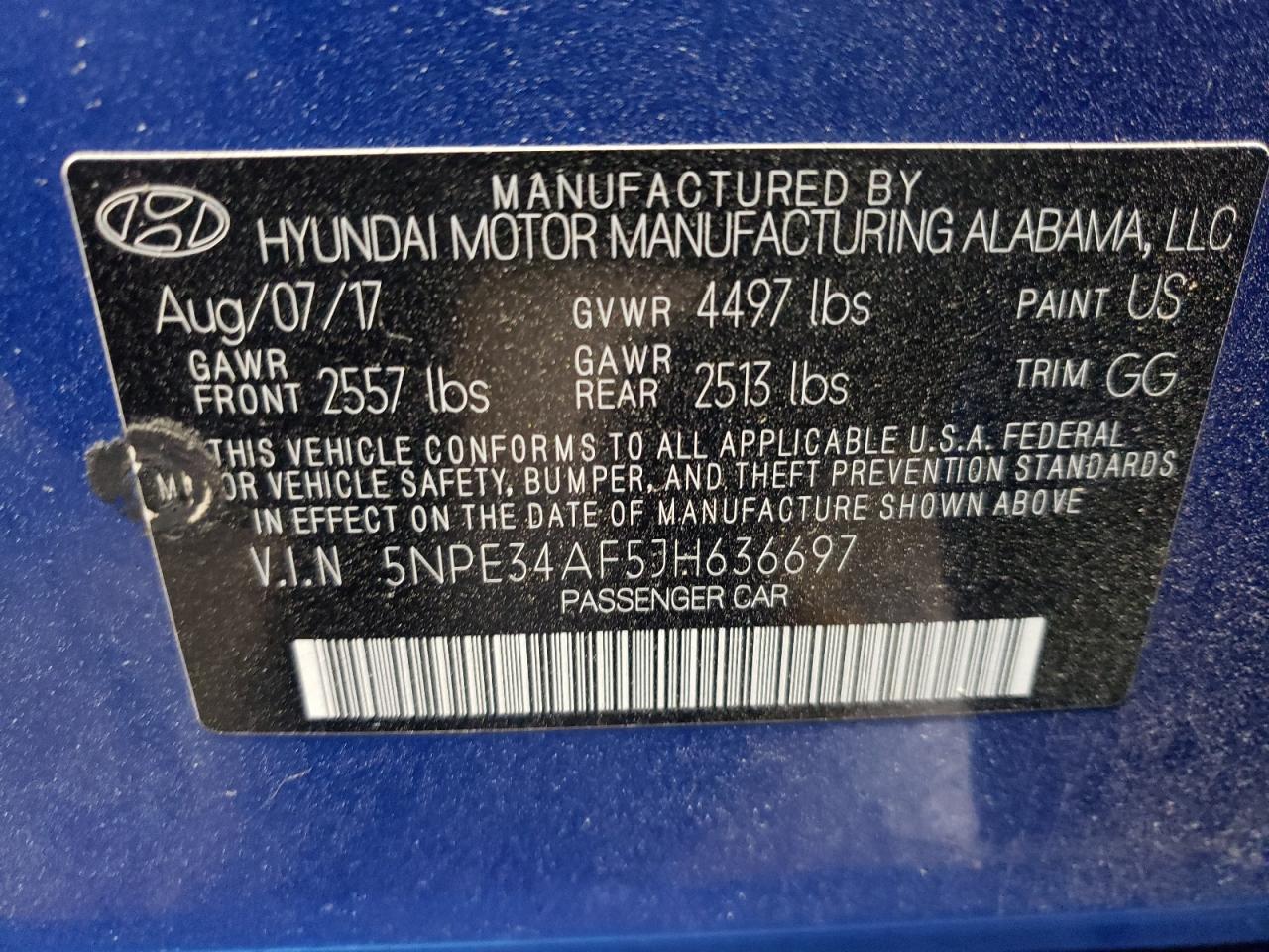 2018 Hyundai Sonata Sport VIN: 5NPE34AF5JH636697 Lot: 57525645