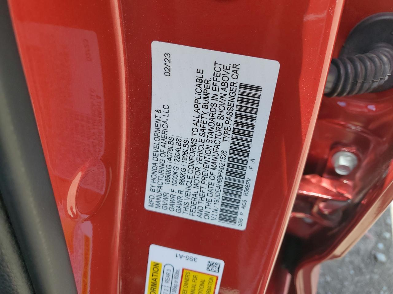 2023 Acura Integra A-Spec Tech VIN: 19UDE4H68PA021526 Lot: 56904455
