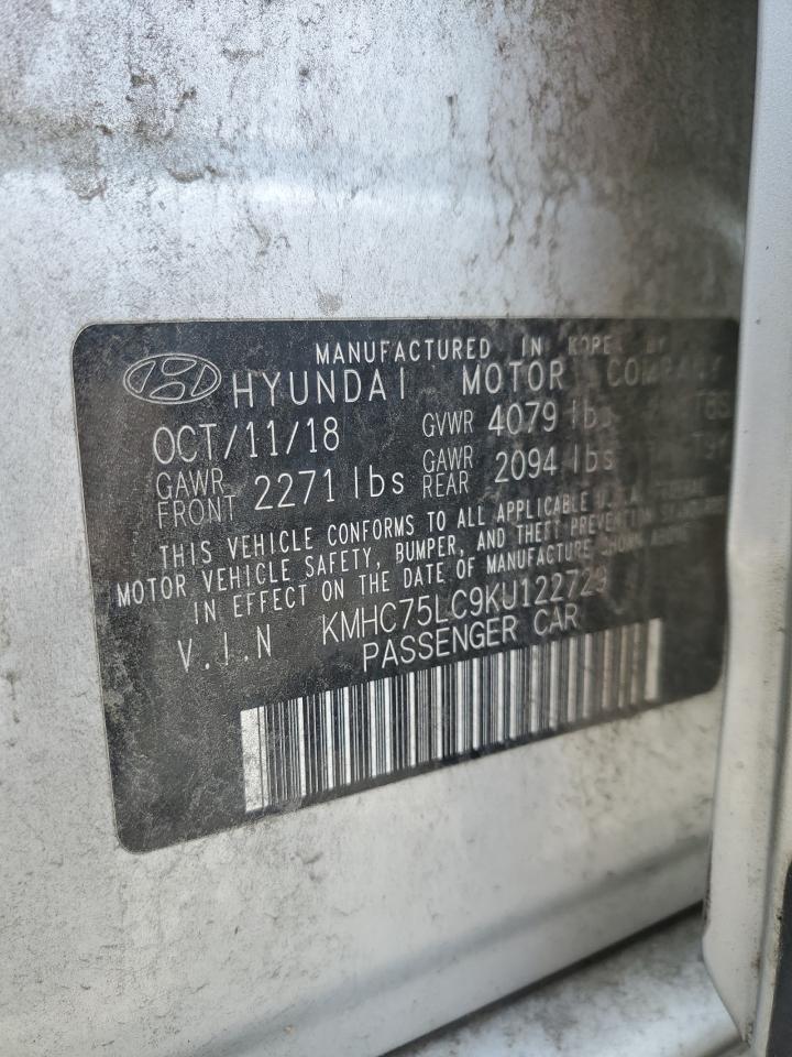 2019 Hyundai Ioniq Sel VIN: KMHC75LC9KU122729 Lot: 56845195
