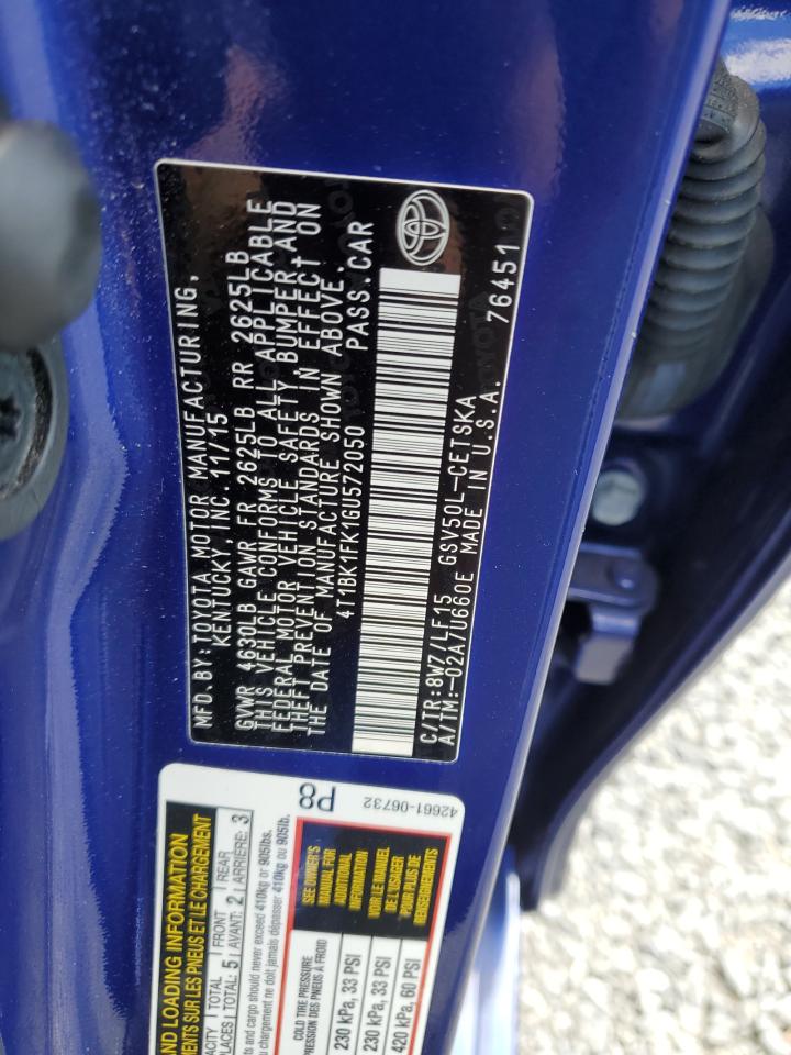 4T1BK1FK1GU572050 TOYOTA CAMRY 2016