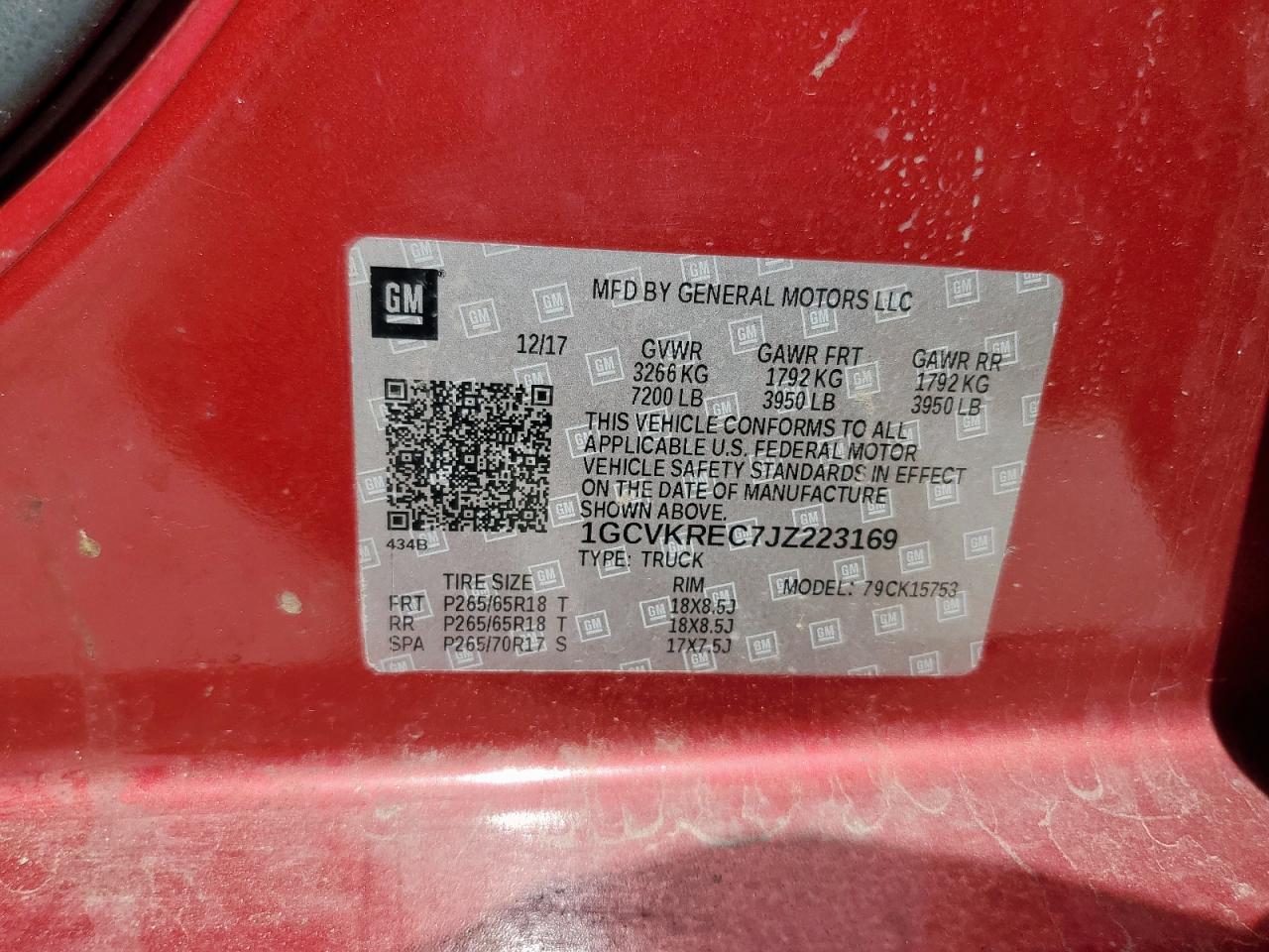 2018 Chevrolet Silverado K1500 Lt VIN: 1GCVKREC7JZ223169 Lot: 56739595