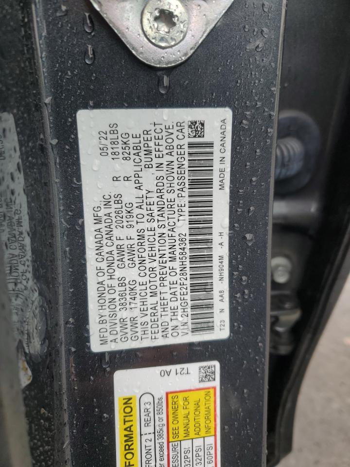 2HGFE2F28NH584362 HONDA CIVIC 2022