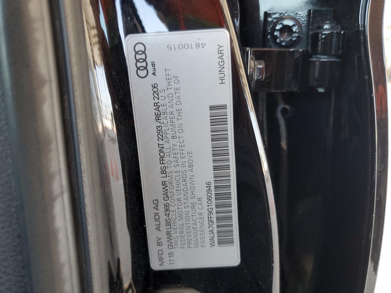 2016 Audi A3 Premium VIN: WAUA7GFF9G1060946 Lot: 56625115