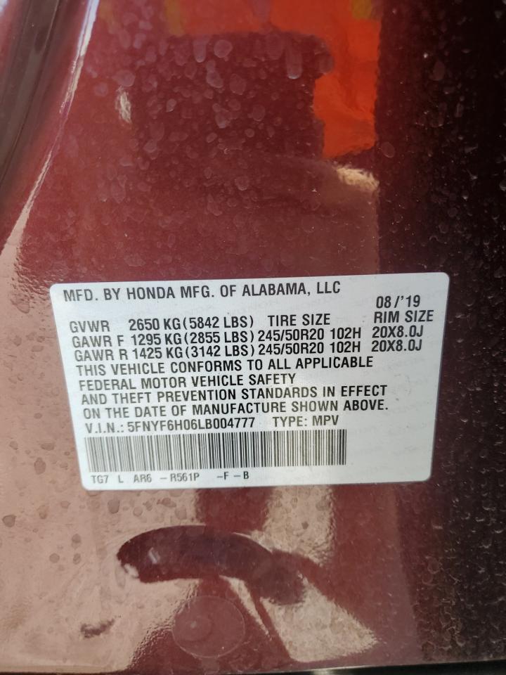 5FNYF6H06LB004777 HONDA PILOT 2020