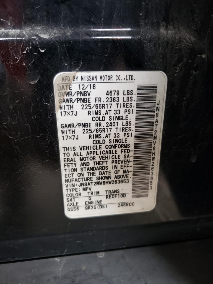 JN8AT2MV6HW263653 NISSAN ROGUE 2017