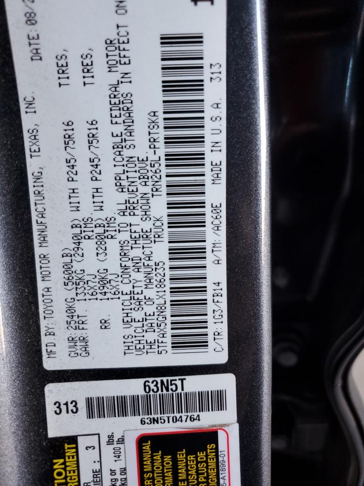 2020 Toyota Tacoma Double Cab VIN: 5TFAX5GN8LX186235 Lot: 56978955