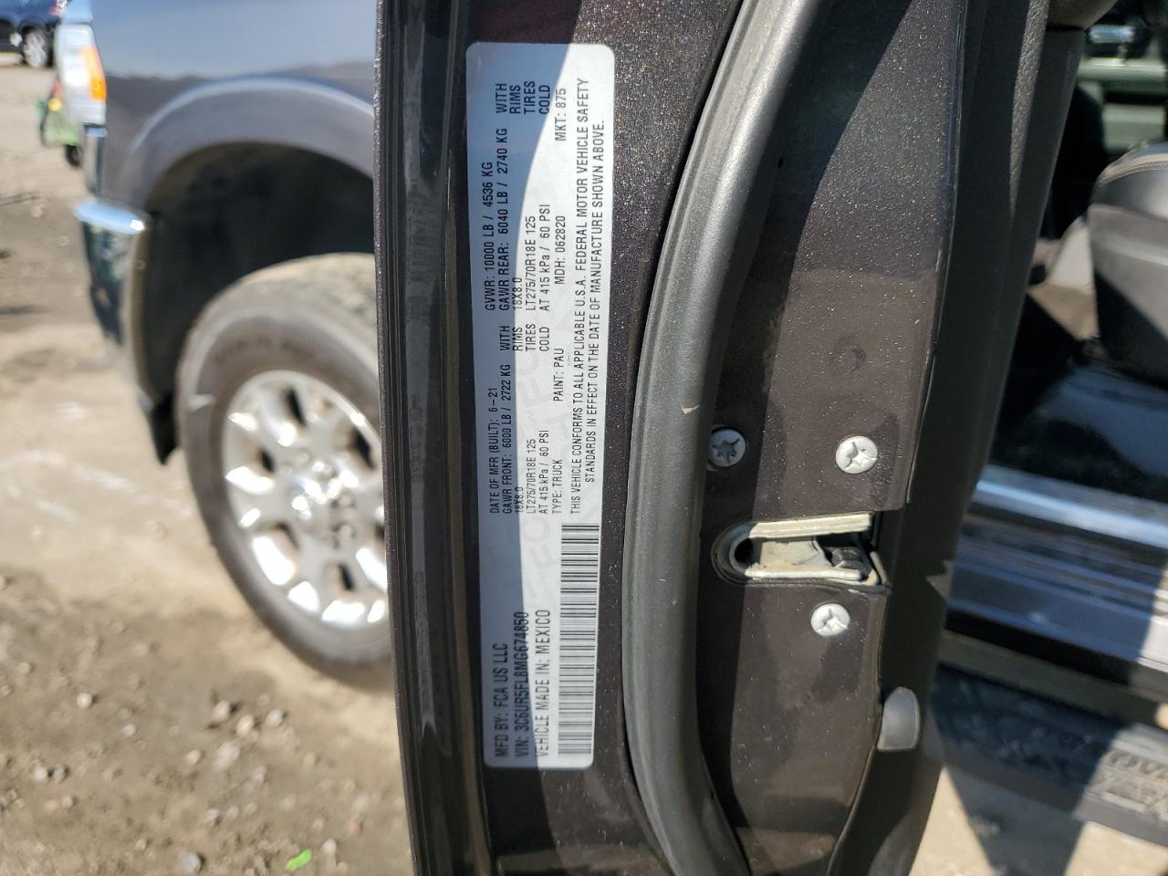 2021 Ram 2500 Laramie VIN: 3C6UR5FL8MG674850 Lot: 56928365