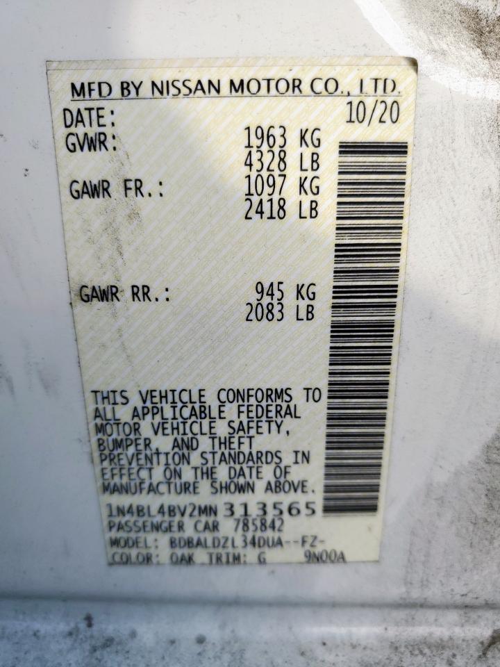 2021 Nissan Altima S VIN: 1N4BL4BV2MN313565 Lot: 56505845