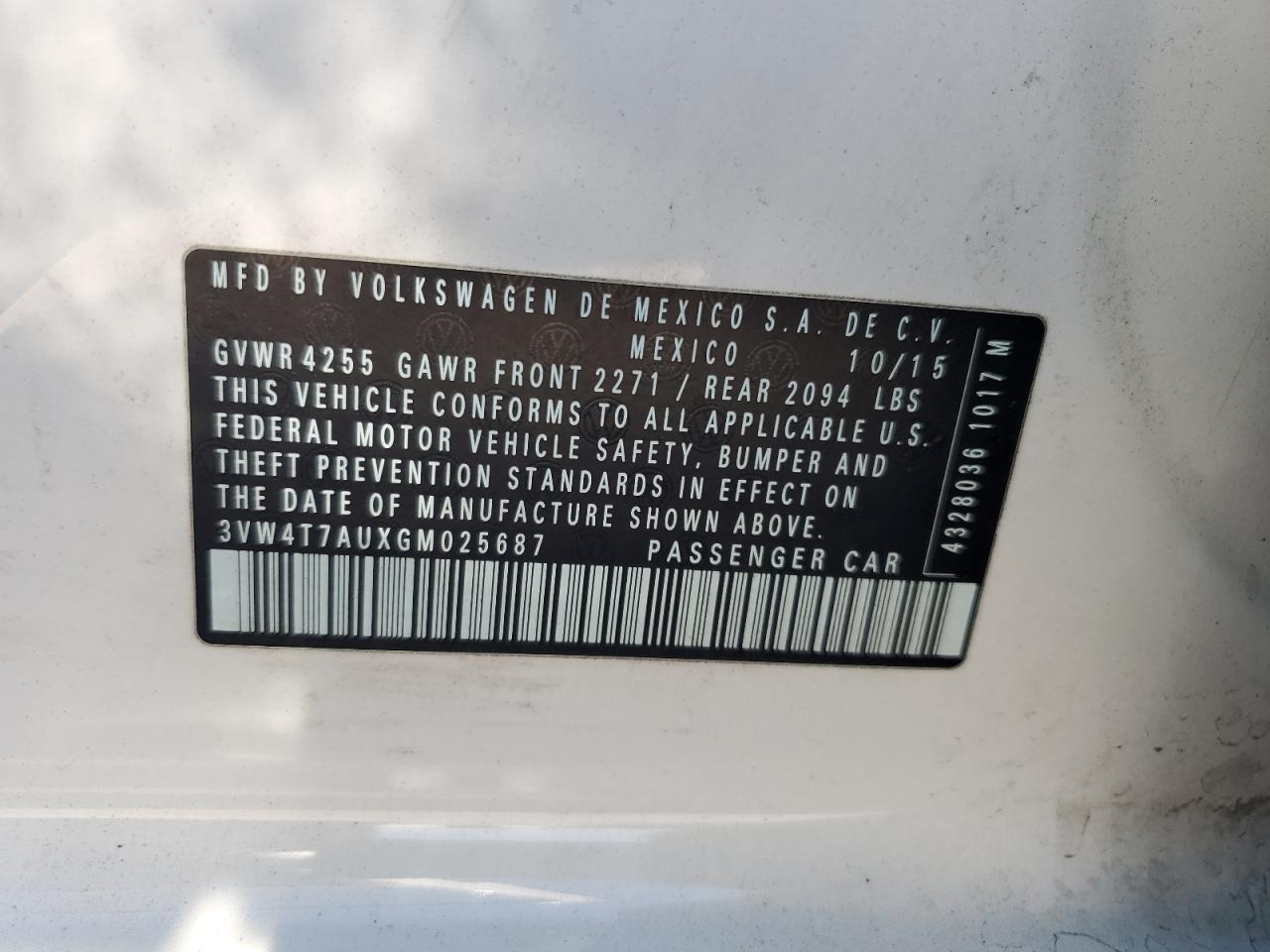 2016 Volkswagen Gti S/Se VIN: 3VW4T7AUXGM025687 Lot: 56117775