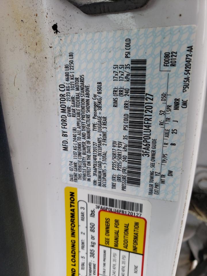 2015 Ford Fusion Se Hybrid VIN: 3FA6P0LU4FR120127 Lot: 55089305