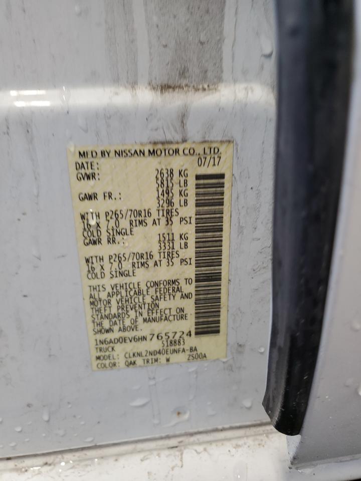 1N6AD0EV6HN765724 NISSAN FRONTIER 2017