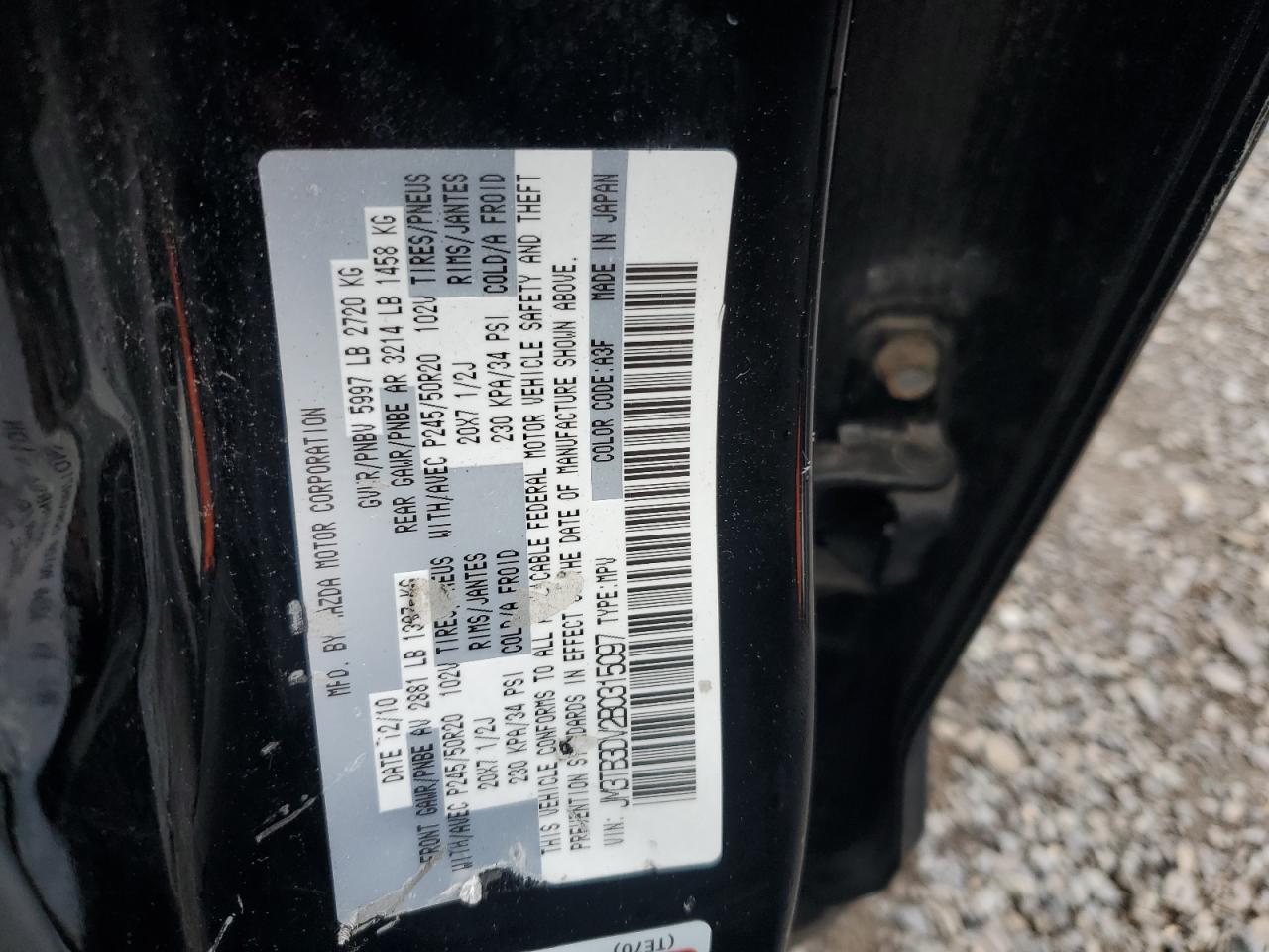 2011 Mazda Cx-9 VIN: JM3TB3DV2B0315097 Lot: 56496575