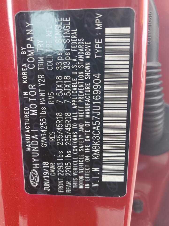 2018 Hyundai Kona Limited VIN: KM8K3CA57JU169904 Lot: 57346245