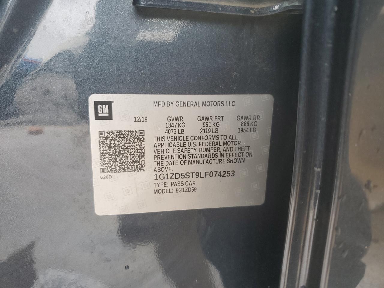 1G1ZD5ST9LF074253 CHEVROLET MALIBU 2020