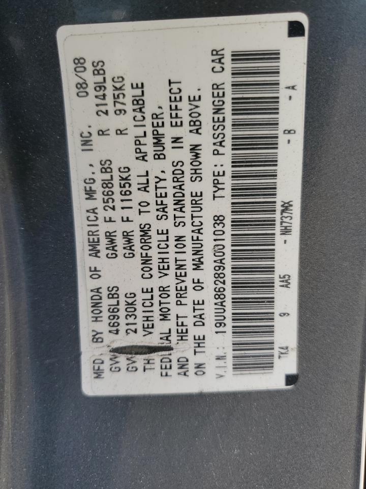 2009 Acura Tl VIN: 19UUA86289A001038 Lot: 56868115