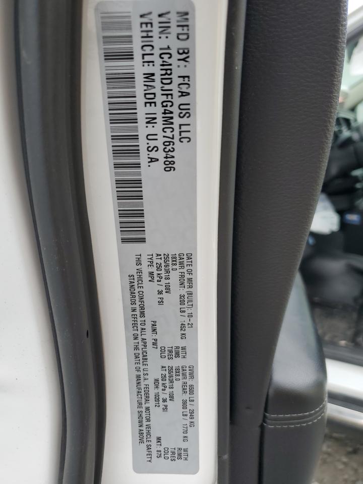 2021 Dodge Durango Pursuit VIN: 1C4RDJFG4MC763486 Lot: 57222495