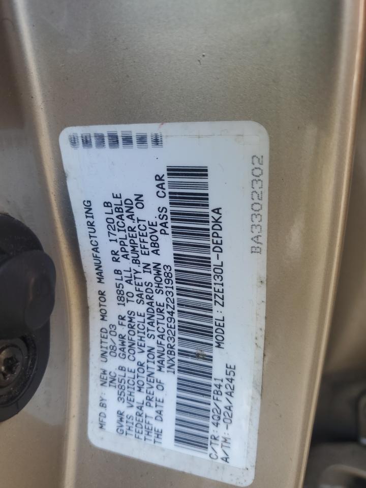 2004 Toyota Corolla Ce VIN: 1NXBR32E94Z231983 Lot: 57140955