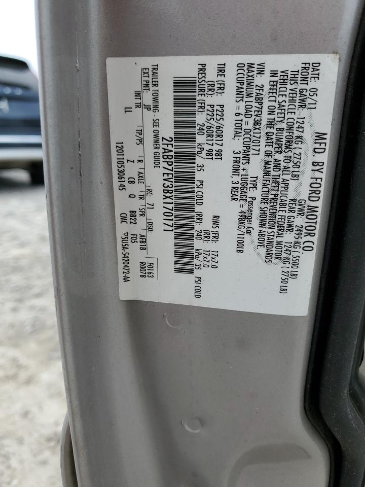 2011 Ford Crown Victoria Lx VIN: 2FABP7EV3BX170171 Lot: 57297275