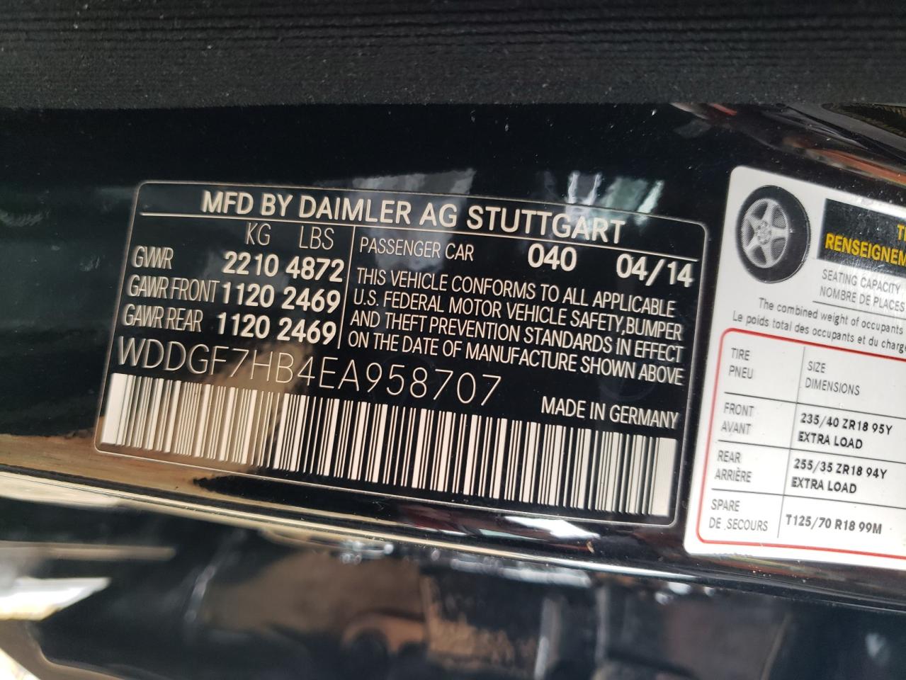 2014 Mercedes-Benz C 63 Amg VIN: WDDGF7HB4EA958707 Lot: 57579145