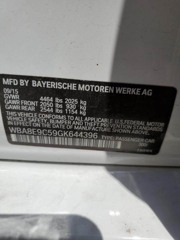 2016 BMW 328 I Sulev VIN: WBA8E9C59GK644396 Lot: 56876795
