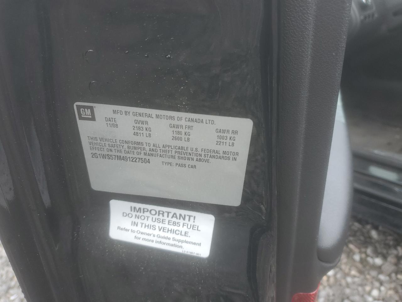 2009 Chevrolet Impala Police VIN: 2G1WS57M491227504 Lot: 54236585