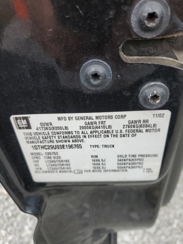 2003 GMC Sierra C2500 Heavy Duty VIN: 1GTHC29U93E196765 Lot: 56532615