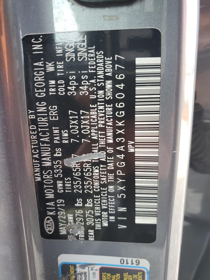 2019 Kia Sorento L VIN: 5XYPG4A3XKG604677 Lot: 56932255
