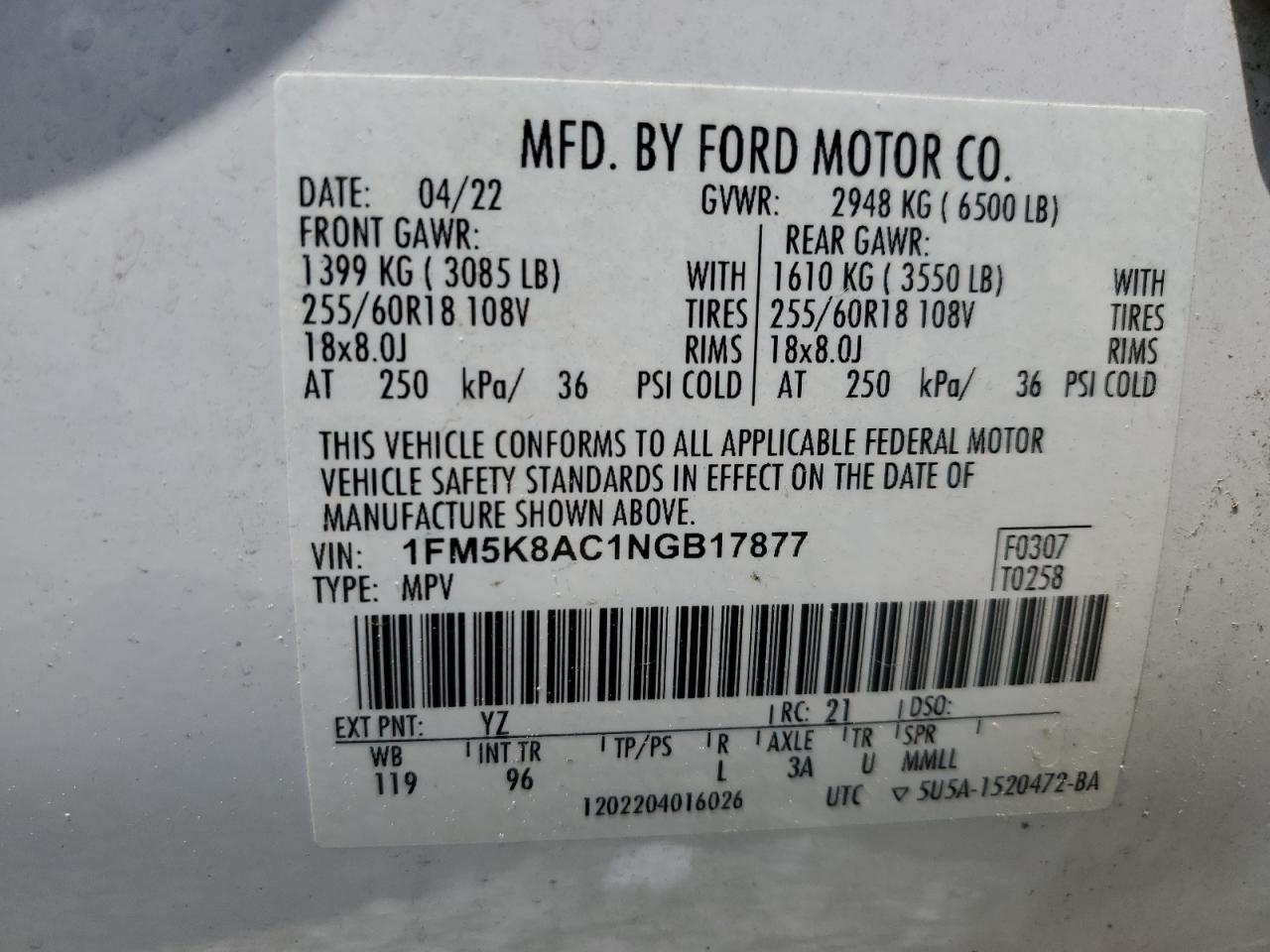 2022 Ford Explorer Police Interceptor VIN: 1FM5K8AC1NGB17877 Lot: 55605335