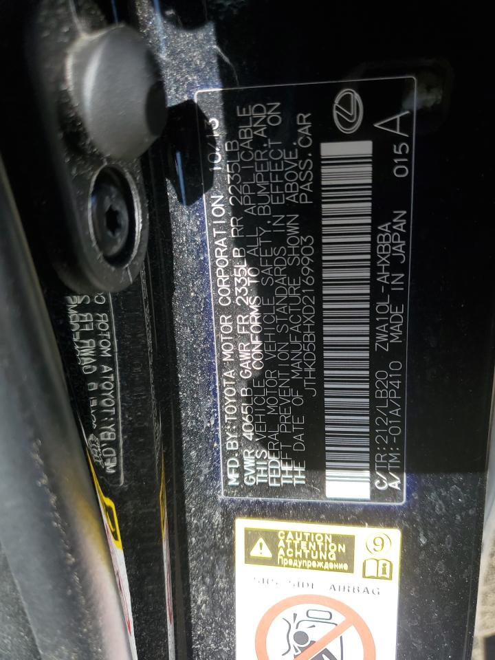 2013 Lexus Ct 200 VIN: JTHKD5BHXD2169903 Lot: 57364315