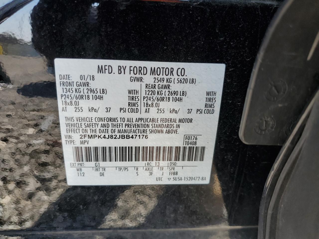 2FMPK4J82JBB47176 FORD EDGE 2018