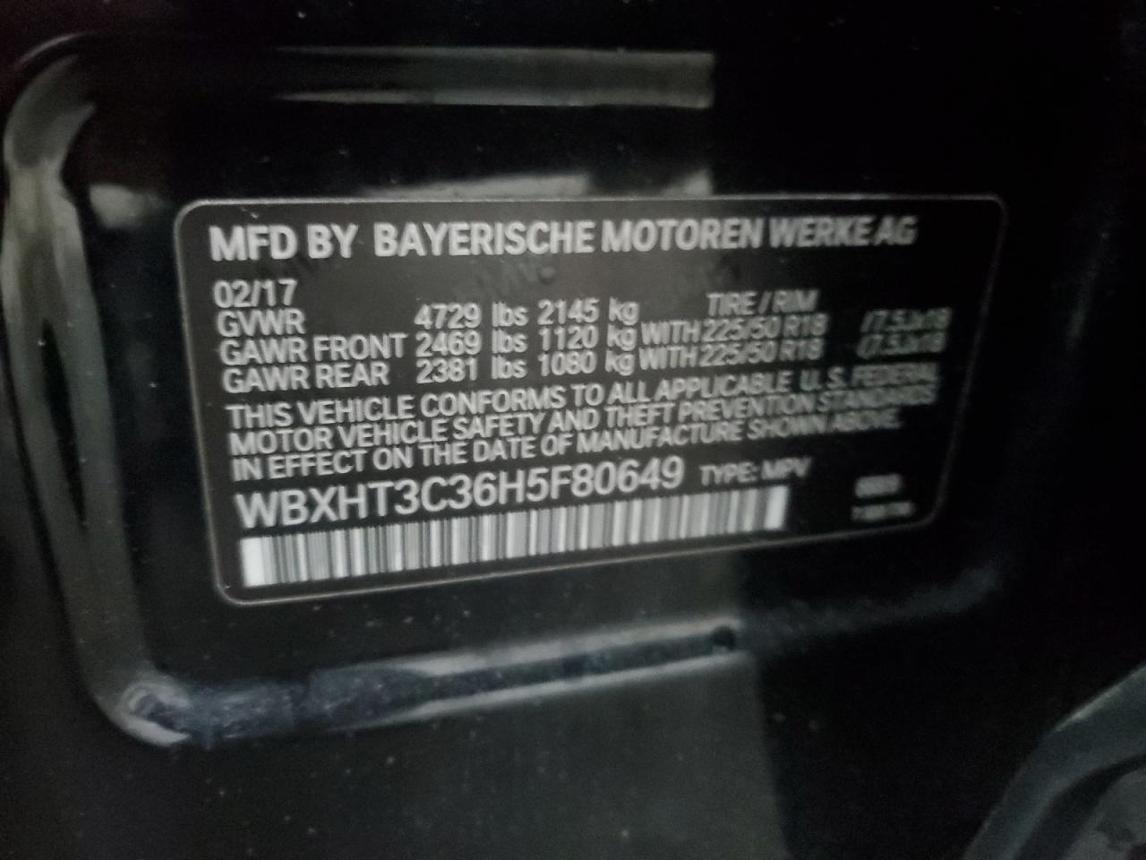 2017 BMW X1 xDrive28I VIN: WBXHT3C36H5F80649 Lot: 56629965