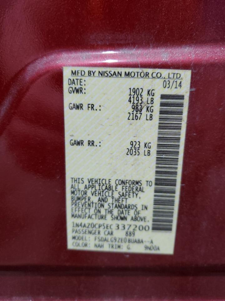 2014 Nissan Leaf S VIN: 1N4AZ0CP5EC337200 Lot: 57392905