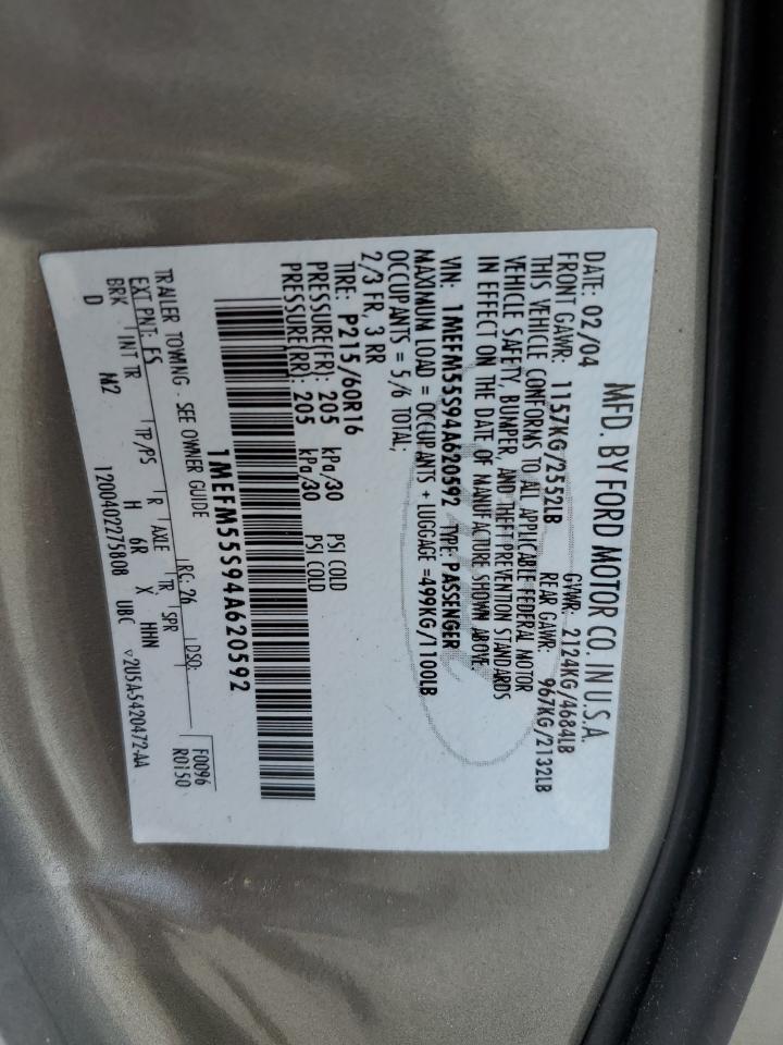 2004 Mercury Sable Ls Premium VIN: 1MEFM55S94A620592 Lot: 56555655