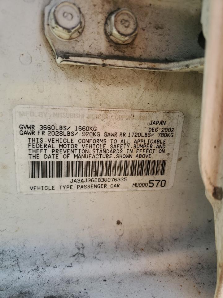 2003 Mitsubishi Lancer Es VIN: JA3AJ26E83U076335 Lot: 56541675