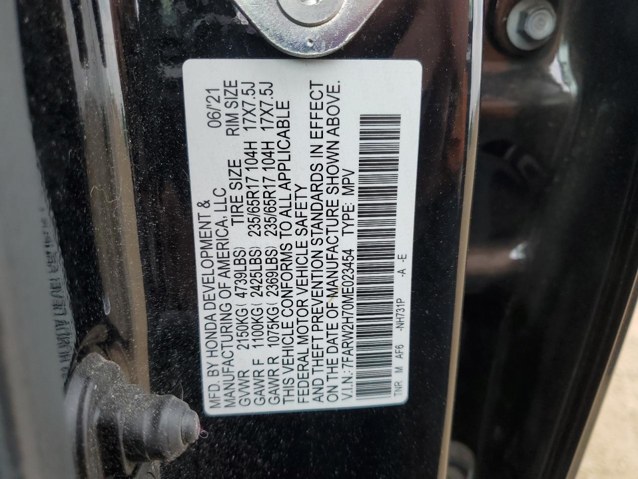 2021 Honda Cr-V Se VIN: 7FARW2H70ME023454 Lot: 56491405