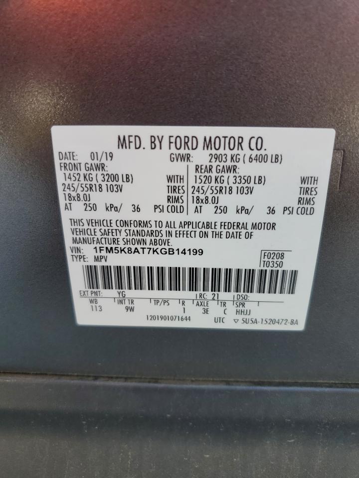 2019 Ford Explorer Police Interceptor VIN: 1FM5K8AT7KGB14199 Lot: 55507695