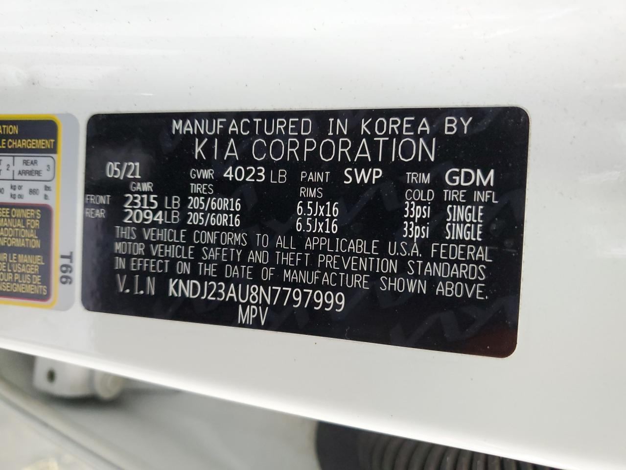 2022 Kia Soul Lx VIN: KNDJ23AU8N7797999 Lot: 57237915