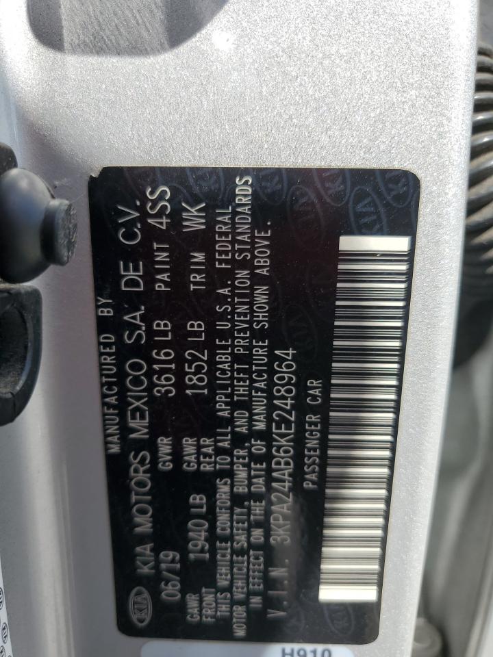 2019 Kia Rio S VIN: 3KPA24AB6KE248964 Lot: 57245245