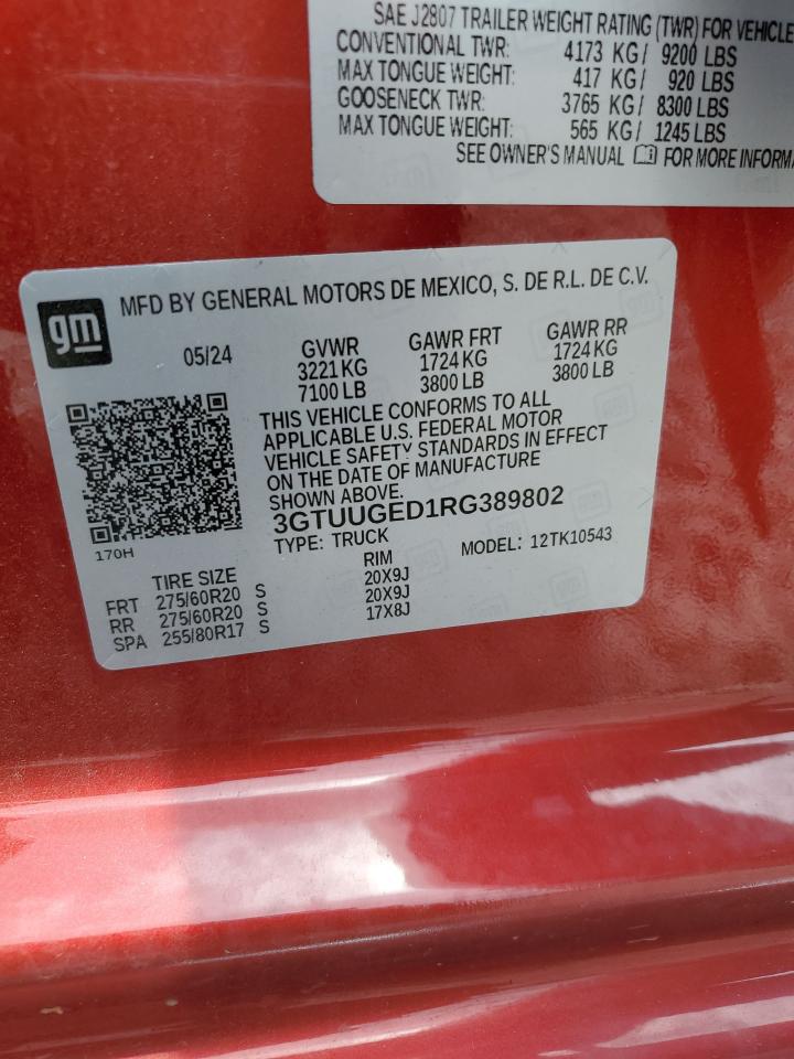 2024 GMC Sierra K1500 Denali VIN: 3GTUUGED1RG389802 Lot: 57079775