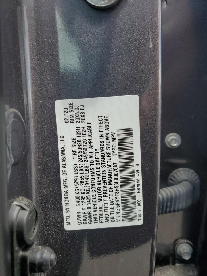 2020 Honda Passport Exl VIN: 5FNYF8H58LB007087 Lot: 57041945