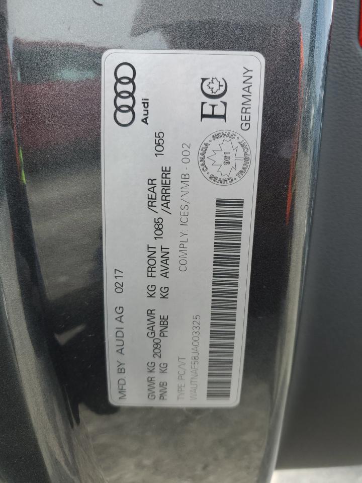 2018 Audi A5 Premium Plus S-Line VIN: WAUTNAF58JA003325 Lot: 55951985