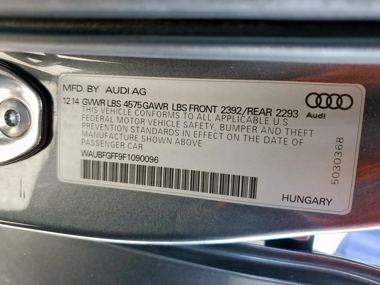 2015 Audi A3 Premium VIN: WAUBFGFF9F1090096 Lot: 56778915