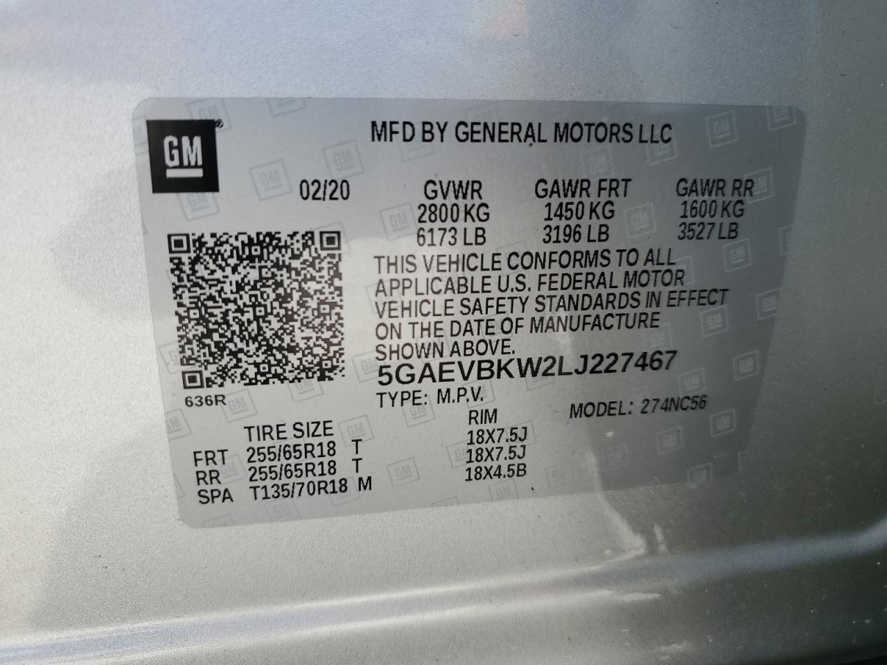 2020 Buick Enclave Premium VIN: 5GAEVBKW2LJ227467 Lot: 56866885